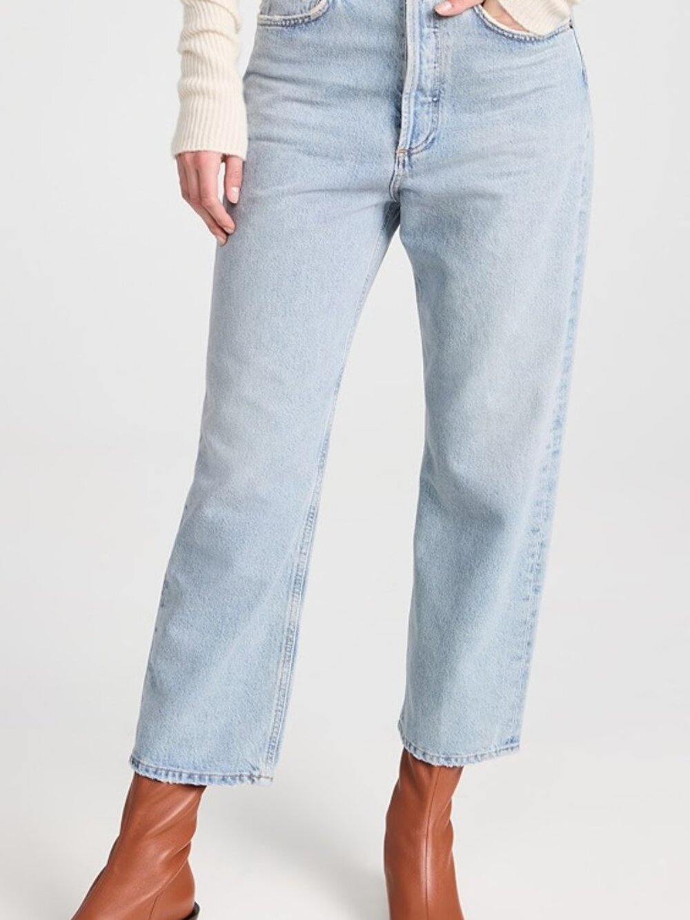 Agolde 90s Crop Mid Rise Straight Jeans in Replica light wash 32
